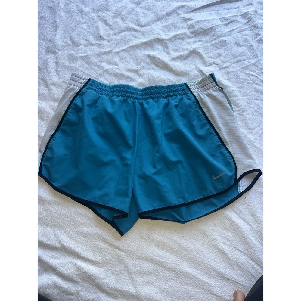 Nike Dri-FIT women's running shorts Blue/White M Drawstring Built-In Brief